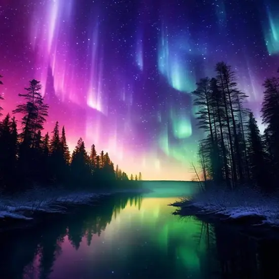 Aurora Diamond Painting Art Kit for Adults Forests Lake Diamond Art Painting for Beginners Full Drill Round Gem Art Painting for Crafts Home Wall Decor Gift 12x16inch {1}