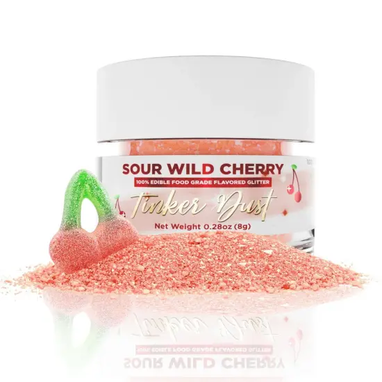 Bakell - Sour Wild Cherry Flavored Tinker Dust (8g, 1x Jar) Edible Glitter Blended Candy Topping {2}