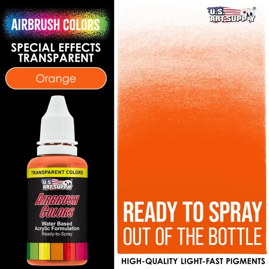 Orange, Transparent Acrylic Airbrush Paint, 1 oz. {2}