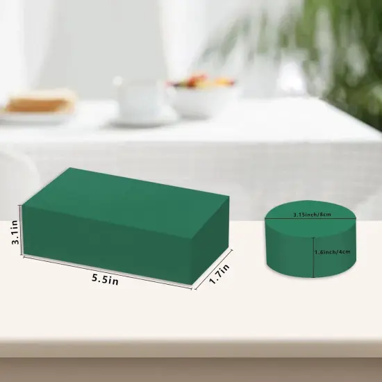 7 Pack Floral Foam Blocks, Round Foam & Block Foam Set, Green Wet & Dry Flower Foam for Fresh & Artificial Flower Arrangement, Florist Supplies for DIYs, Arts, Crafts & Weddings {2}