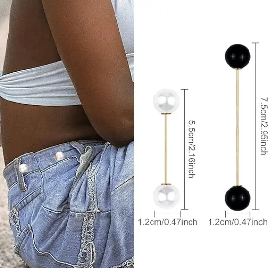 8 Pieces Retro Sweater Shawl Clips Faux Crystal Pearl Brooch Pins for Women Girls Costume Accessory, Waist Back Cincher for Cardigan Collar Dress Shirt Jeans {3}