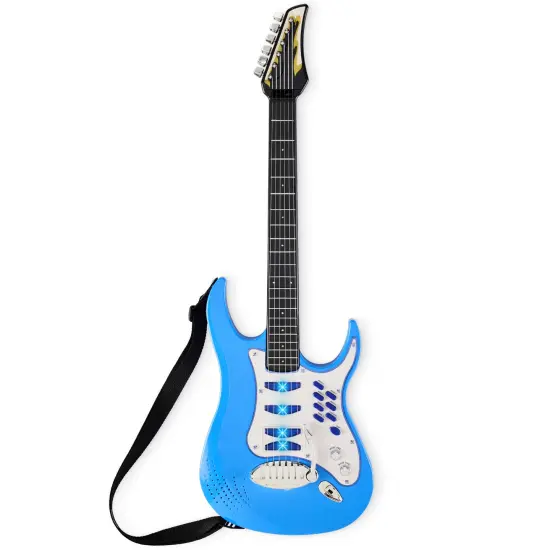 Best Choice Products Kids Electric Musical Guitar Toy Play Set w/ 6 Demo Songs, Whammy Bar, Microphone Electric Blue {4}