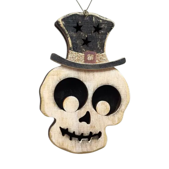 Whimsical Skull Top Hat Ornament {1}