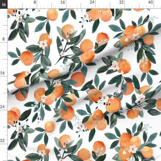 Various Fabrics by the Yard or Fat Quarter Clementine White Oranges Vintage Fruit Citrus Summer Orchard Custom Printed Fabric by Spoonflower {1}