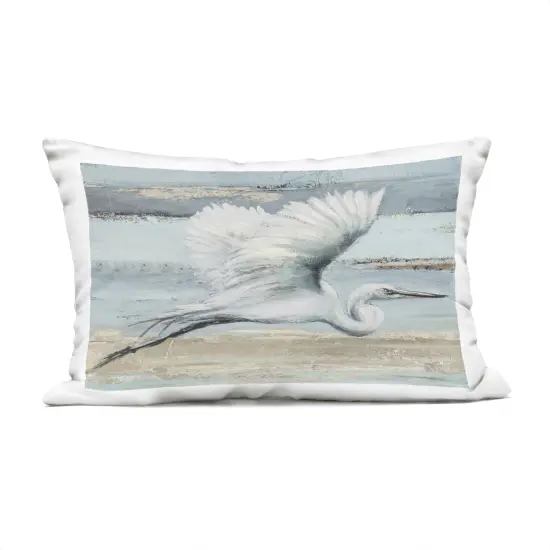 Stupell Industries Soaring Great Egret Outdoor Pillow, 14 x 7 x 20 {1}