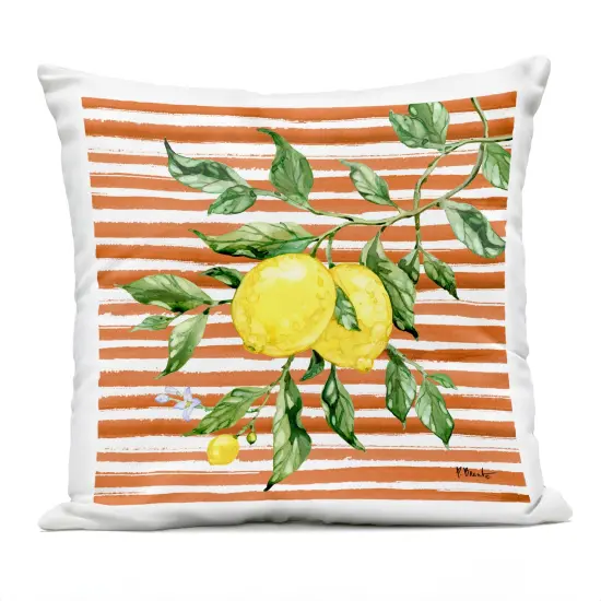 Stupell Industries Juicy Lemon Vine on Red Outdoor Pillow, 18 x 7 x 18 {1}