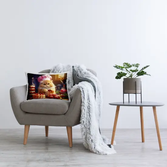 Stupell Industries Fluffy Baker Cat Indoor Pillow, 14 x 7 x 20 {2}