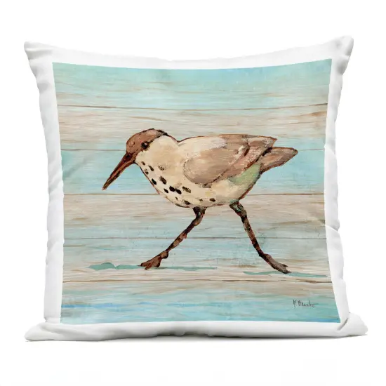 Stupell Industries Coastal Teak Sandpiper Outdoor Pillow, 18 x 7 x 18 {1}