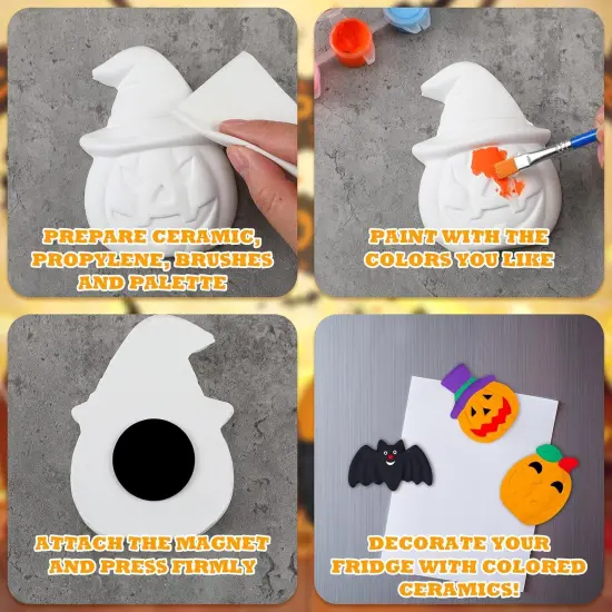 12 Sets Halloween Paint Your Own Figurines Pumpkins Ghost Ready to Paint Ceramic Painting Kit Unpainted {4}
