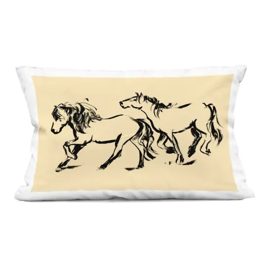 Stupell Industries Horses in Motion Gallop Indoor Pillow, 14 x 7 x 20 {1}