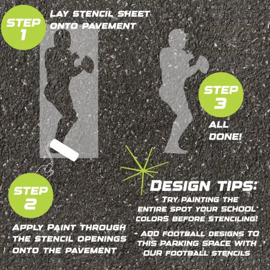 Football Quarterback Parking Space Stencil | High School Senior Parking Spot Stencil | Reusable Stencil | Stencil Ease | {2}