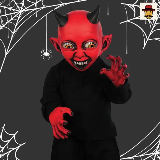 3.1 Feet Tall Little Devil Monster Kid Costume Poseable Red Imp Figure {6}