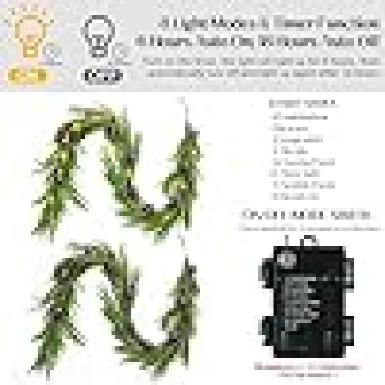 Greenery Garland with Christmas Ball Battery {3}