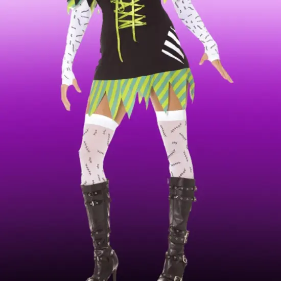 Womens Monster Halloween Costume with Dress Gloves Hat and Accessories {3}