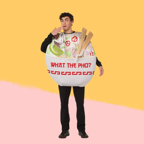 Funny Pho Noodle Bowl Adult Costume with 3D Chopsticks for Halloween and Parties {1}