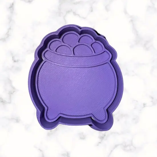 Cauldron Cookie Cutter with Stamp Option {3}