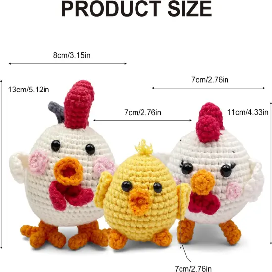 Chicken Crochet Kit for Beginners, Cute Animals DIY Amigurumi Starter Set {3}