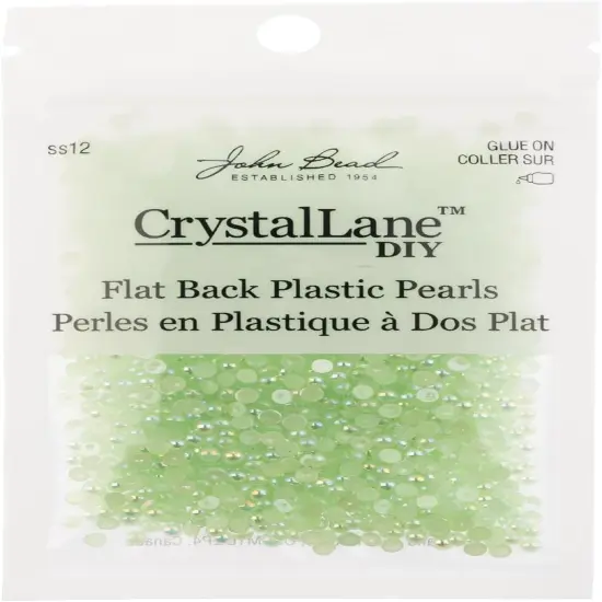 Crystal Lane DIY SS12(3mm) Plastic Pearl Flatback Rhinestones, 1850pcs Light Green AB {3}