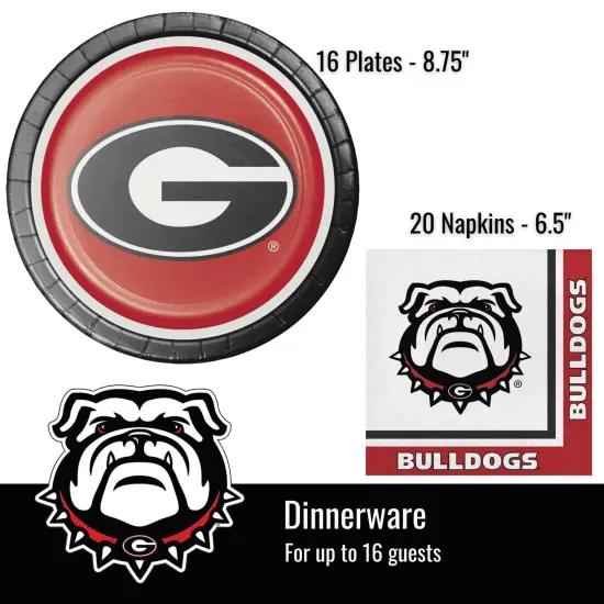 University of Georgia Party Supplies Bundle Tailgate/Graduation Pack for 16 | UGA Plates | UGA Napkins | UGA Cups | UGA Table Cover | UGA Balloons {2}