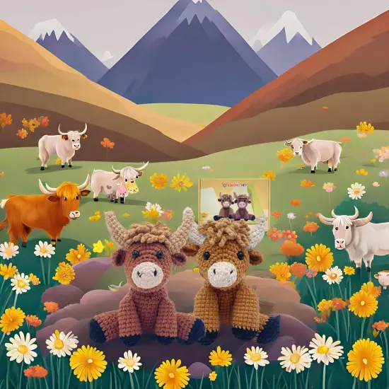 Highland Cow Crochet Kit for Beginners Intermediate, 2 Pcs Animals Amigurumi Crochet Starter Kit {3}