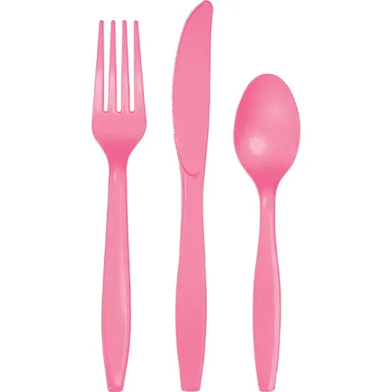 288 pc Bulk Candy Pink Assorted Plastic Cutlery {1}