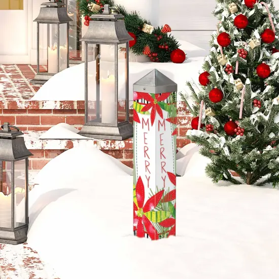 Holly Jolly Poinsettias Art Pole 20 Inches Tall {3}