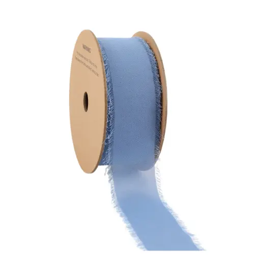 LaRibbons 1 1/2" Frayed Edge Chiffon Ribbon | 10 Yard Roll Blue {1}