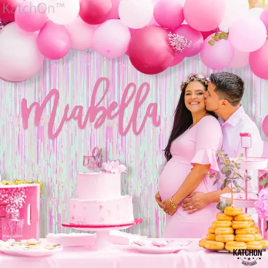 XtraLarge Foil Iridescent Backdrop Curtain - 3.2x8 Feet, Pack of 2 | Pink Tinsel Fringe Curtain, Ramadan Decorations for Home | Iridescent Streamer Backdrop | Unicorn Birthday Decorations {3}