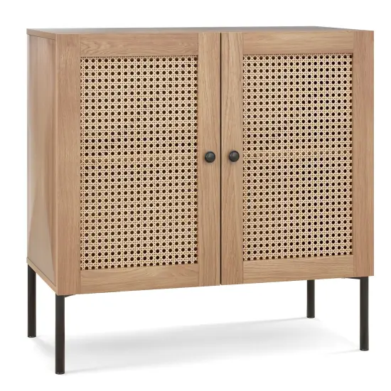 Rattan Sideboard with Adjustable Shelves and Metal Legs Natural {1}