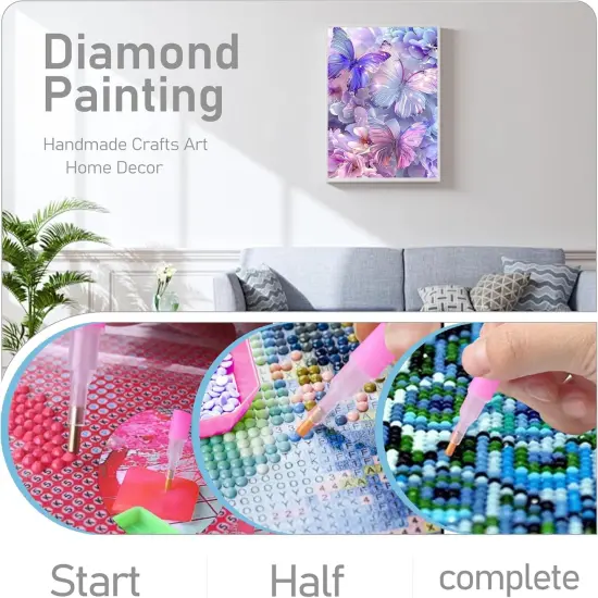 Diamond Art Kits for Adults,DIY Flowers Diamond Painting Round Full Drill 12x16in,5D Diamond Dots Art for Beginning Home Wall Decor {3}