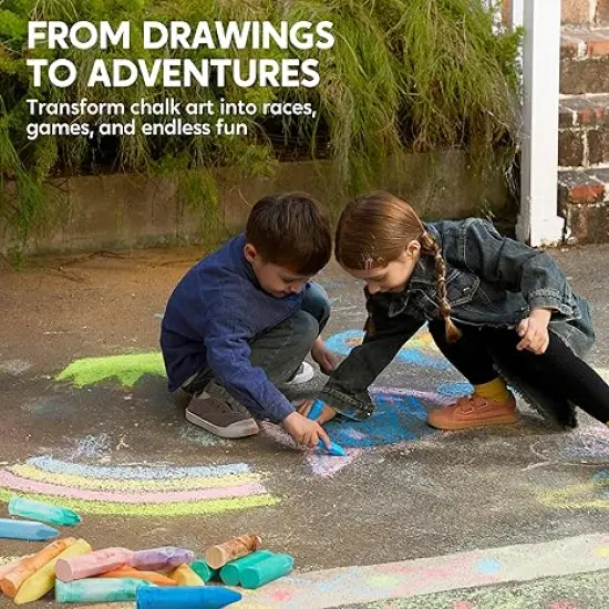 72 PCS Washable Sidewalk Chalks Set in 12 Packs, 18 Colors, Including 12 Tie Dye, 12 Glitter & 12 Neon Colors, School Supplies, Classroom Must Haves, Gift for Kids {5}