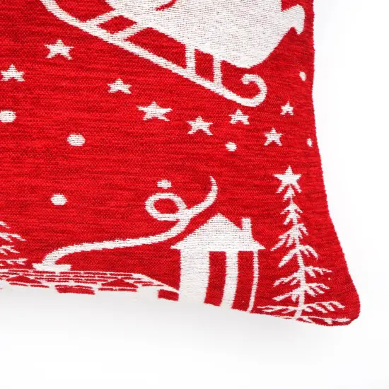 Santa's Magic Sleigh Jacquard Machine Woven Throw Pillow - 24" X 24" {3}