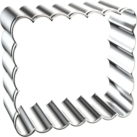 Rectangle Cookie Cutter Set with Scalloped Edge Assorted Sizes - 5 Inch, 4 Inch, 3 Inch, 2 Inch - Fluted Edge Plaque Frame Rectangluar Cookie Cutters Shapes Fondant Molds - Stainless Steel {4}