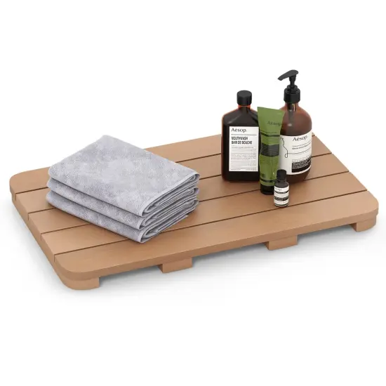 HIPS Spa Shower Mat with Non Slip Foot Pads and Rounded Smooth Edges Ideal for Indoor and Outdoor Use Brown {4}