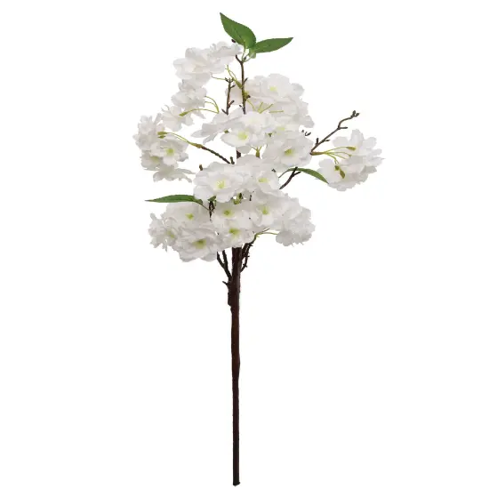 2-Pack 25" White Cherry Blossom Spray &ndash; Realistic Floral Stem for Home & Event Decor {1}