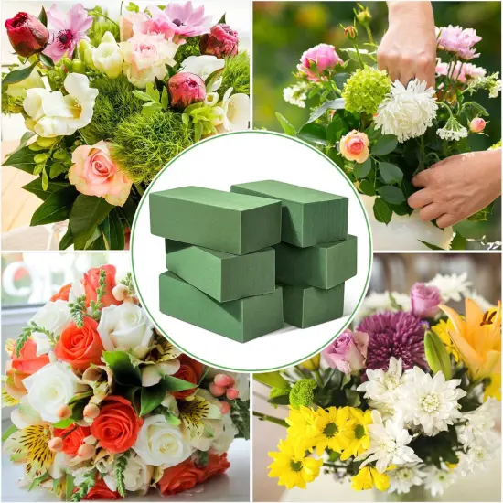 6 Pcs Floral Foam Blocks for Flower Arrangement (Larger Size 9&rdquo; Lx4.3&rdquo; Wx3&rdquo; H) Wet and Dry Green Floral Foam for Wedding, Birthdays, Home Decorations {2}