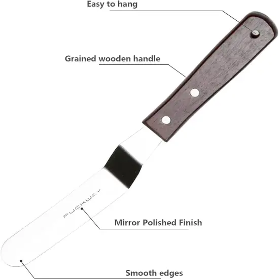 Offset Cake Icing Spatula Set of 4- Professional Stainless Steel Cake Decorating Frosting Spatulas, 4"-6"-8"-10" Flexible Resistant Blade, Wooden Handle For Easy Grip {3}