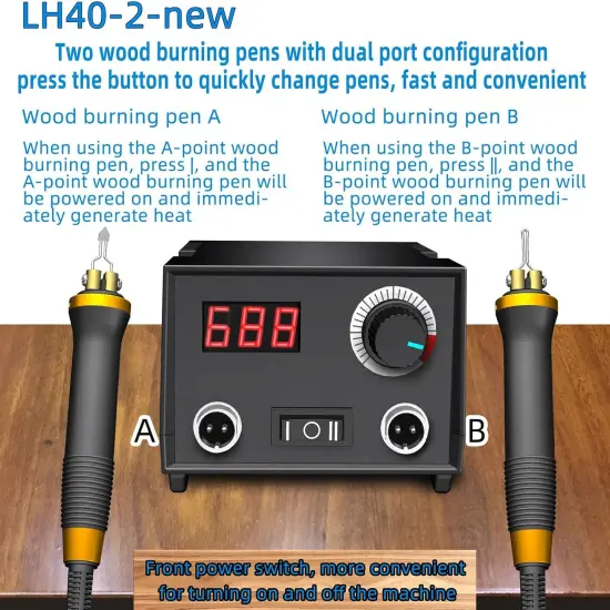 Wood Burning Tool, Wood Burner kit Pen 25~750℃, Wood Burning kit with Digital Thermometer Temperature Adjustable Temperature, 2 pyrographic Wood Burning pens, 23 Wood Burning Pen Tips {1}
