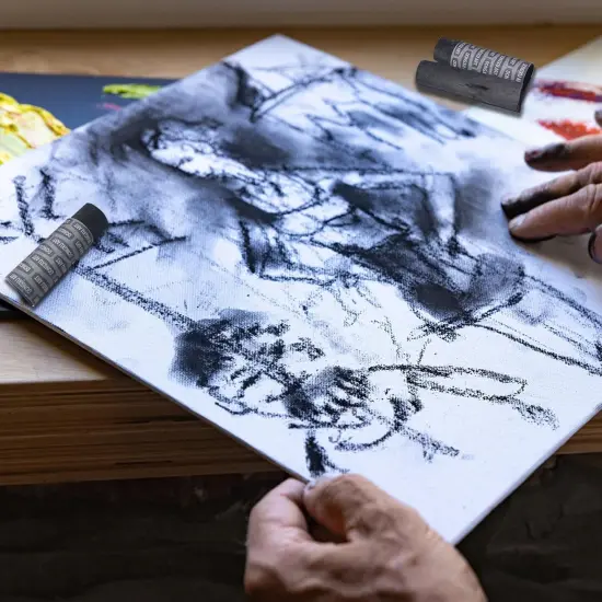 Vine Charcoal Sticks, 18-20 MM Jumbo Vine Charcoal Pencils for Artists, Beginners, 4 Pcs Natural Charcoal Stick for Sketching, Drawing, and Shading {5}