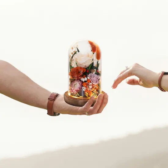 Forever Flowers with Symbolic Ladybugs: Preserved Flowers Gift for Women-Romantic Table Centerpiece-Valentines, Anniversary, Mom Gifts for Her-Flowers for Delivery Prime (Orange) {3}