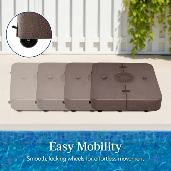 Best Choice Products Heavy-Duty Outdoor Cantilever Base Stand w/ Wheels, Locks, Fillable 330lb Capacity Brown {3}