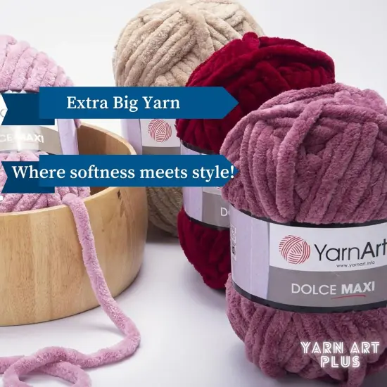 2 Skein Yarn Art Dolce Maxi, Premium Velvet Yarn, Super Soft Bulky 6 Fluffy Bulky for Knitting Crocheting Crafting Blanket Amigurumi Soft Velvet Baby Shedding 400gr, 152 Yards (Black) {3}