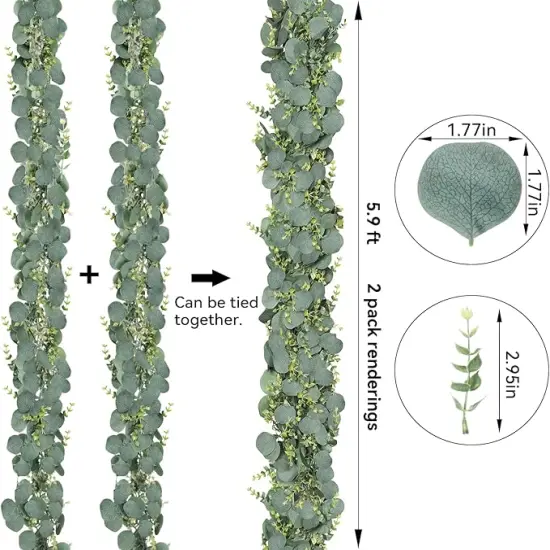 6 Pack 5.9Ft Eucalyptus Garland,Artificial Eucalyptus Leaves Table Greenery Garland Wreath Vines for Wedding Party Table Bedroom Wall Decor {2}