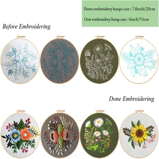 4Pack Embroidery Starters Kits with Pattern for Beginners Adults {3}