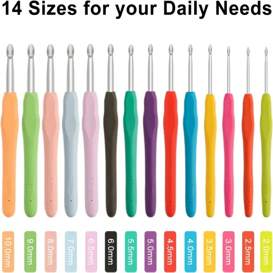 14 Piece Crochet Hooks Set, Crochet Hooks for Beginners Adults, Soft Grip Crochet Needles Tools with Storage Case，Ergonomic Crochet Hooks for Arthritic Hands {2}