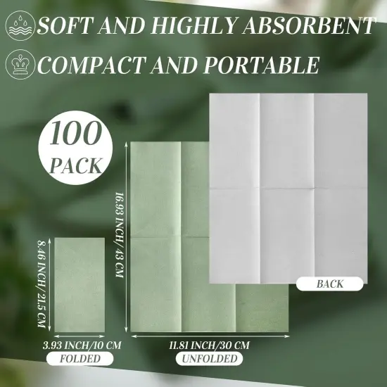 100 Pcs Sage Green Dinner Napkins Disposable Wedding Paper Napkins Bathroom Guest Hand Towels Sage Green Wedding Table Decor for Bridal Shower Birthday Party Supplies {2}