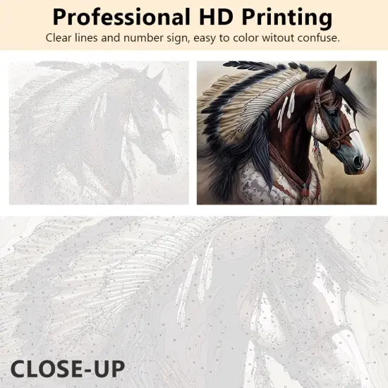 Native American Horse Paint by Number Kits, Paint by Numbers for Adults Kids Beginner, Indians War Horse Oil Painting by Numbers on Canvas with Brushes and Pigment, 16x20 Inch {2}