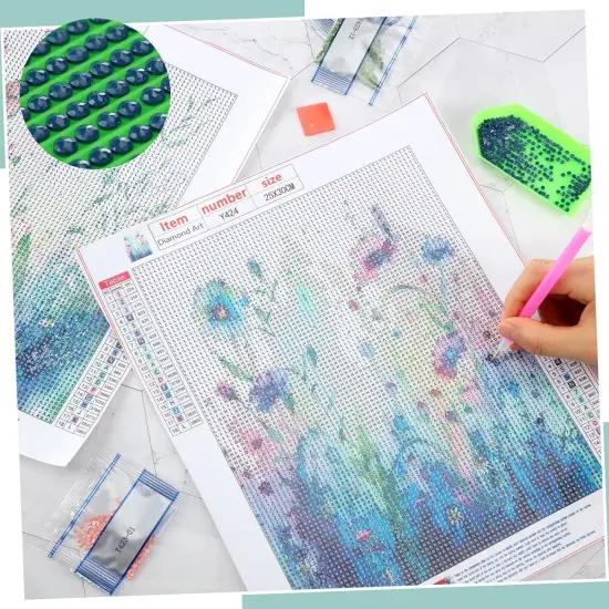 4 Pcs Diamond Art Kits DIY Painting for Adult Aesthetic Wall Diamond Crafts Aesthetic Room Decor Cute Painting Pictures 5d Craft Wall Decor for Home 10 x 11.8''(Wild Flower) {4}