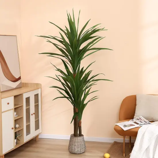 Dracaena Silk Plant Corn Stalk 6ft Tall Faux Plants Indoor Large Fake Plants Potted Yucca Tree Tropical Floor Plants Artificial Silk Palm Trees for Home Office Store Decor Housewarming Gift {5}