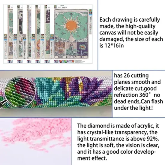 Diamond Painting Kits Art Adults Painting Kit Crafts DIY 5D Diamond Art Packs Kits Full for Adults Beginner Home Wall Decoration Gift 11.8x15.7 Inches (6 Pack Tarot Cards) {4}